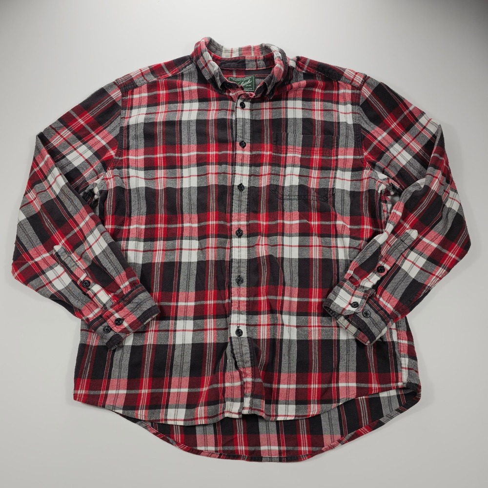 Woolrich Mens Red Black Plaid Flannel Button Down Shirt Large 4023 R ASP